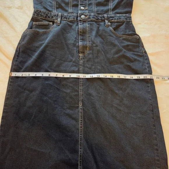 Denim Halter Midi Dress - Dark Wash - Women's Size 12 - New Streetwear Western - Picture 12 of 16